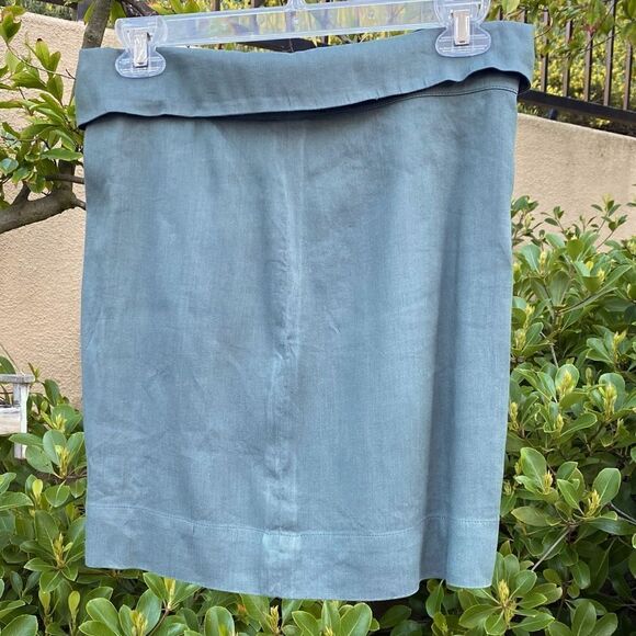 Vince Olive Linen Blend Fold Over Tie Waist Pocketed Mini Skirt. Size 0 EUC - Picture 5 of 8